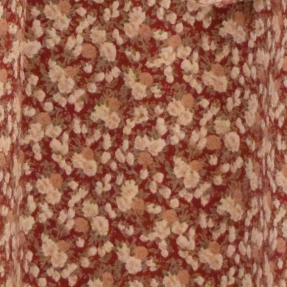 Vintage Red Floral Prairie Floral Lace Embellished Midi Dress | Size XS - Picture 8 of 9